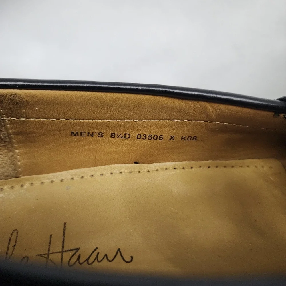 Cole Haan Pinch 03506 Men 8.5D Loafer Black Leather Tassel Moc Toe Slip On Shoes